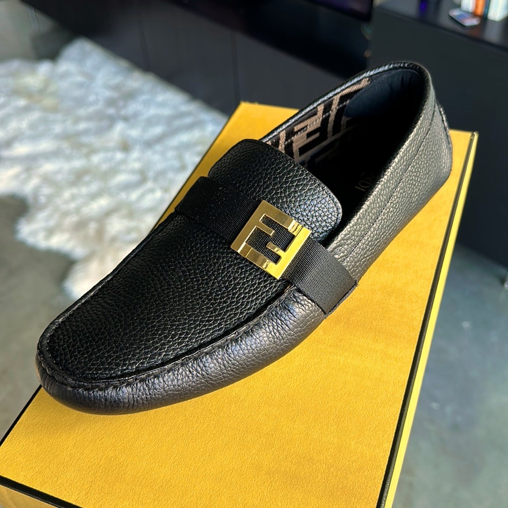 Fendi Mocassin/Calf Leather/Rubber Sole Nero + Nero
